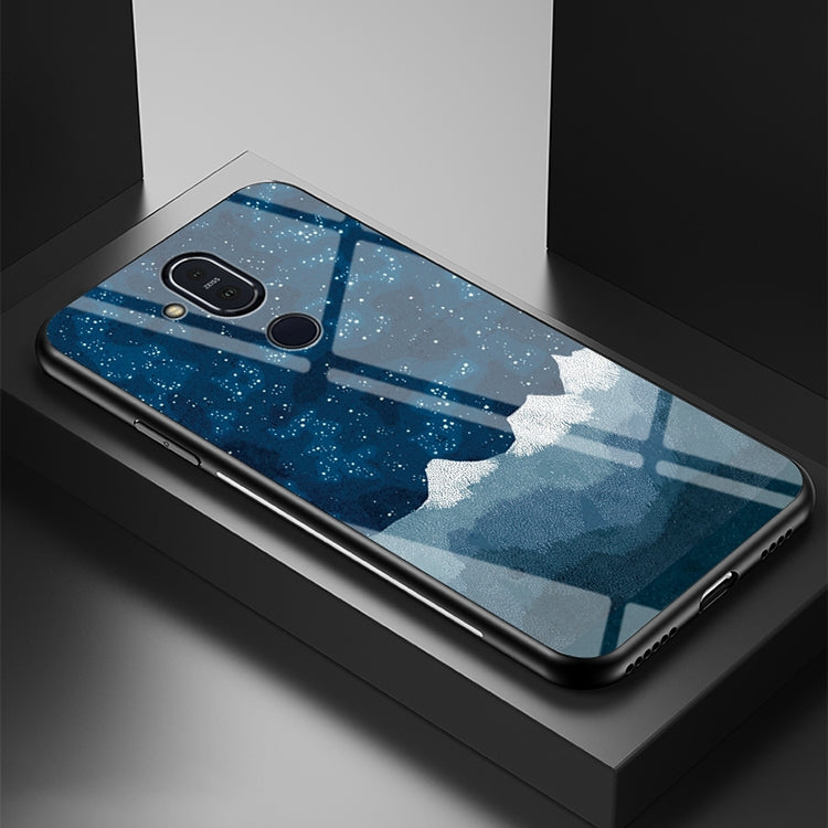 For Nokia 8.1 / 7.1 Plus / X7 Starry Sky Painted Tempered Glass TPU Shockproof Protective Case