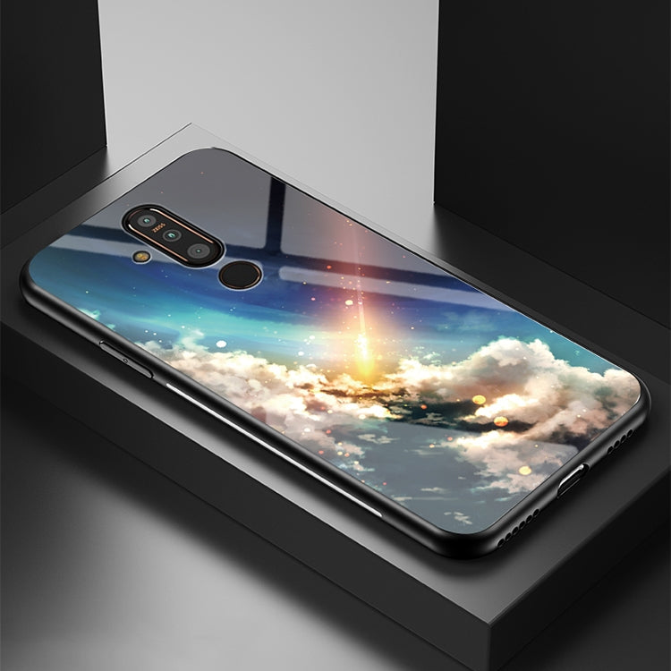 For Nokia X71 Starry Sky Painted Tempered Glass TPU Shockproof Protective Case