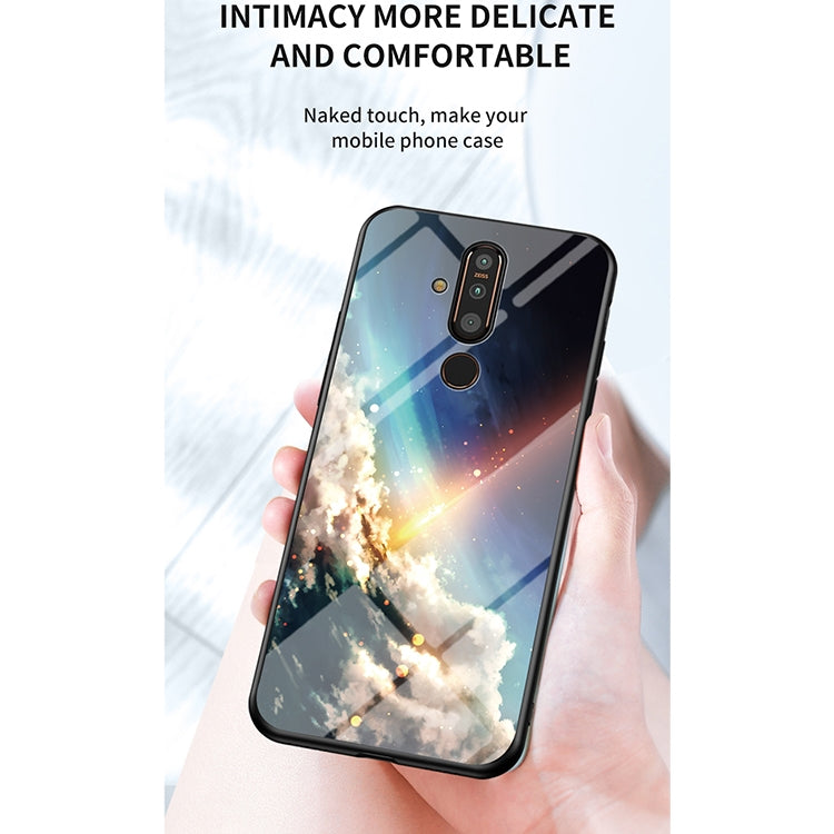 For Nokia X71 Starry Sky Painted Tempered Glass TPU Shockproof Protective Case
