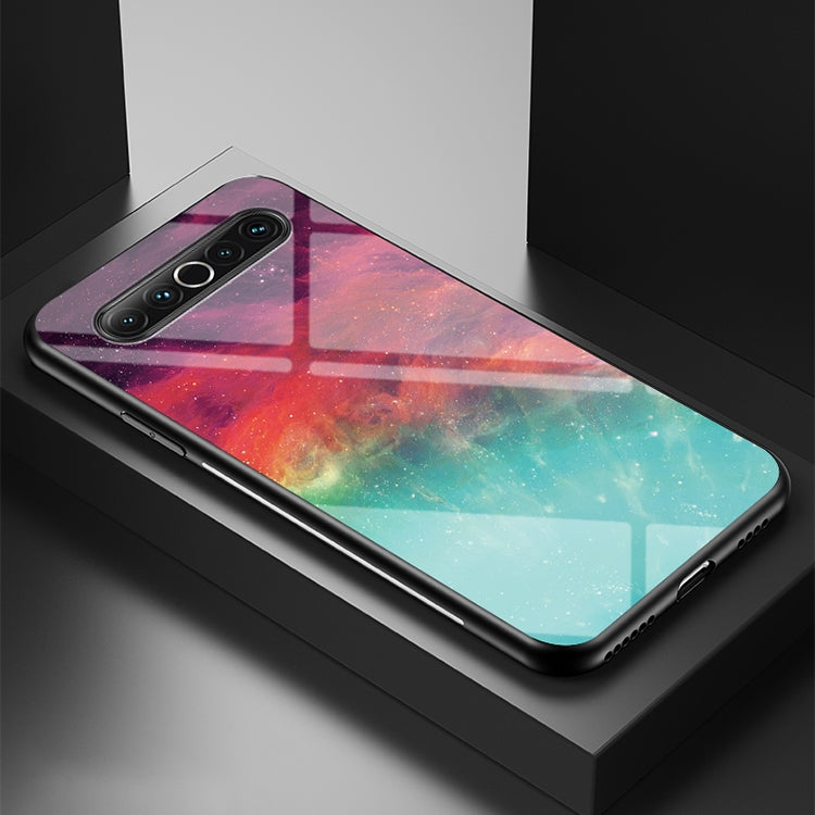 For Meizu 17 Starry Sky Painted Tempered Glass TPU Shockproof Protective Case