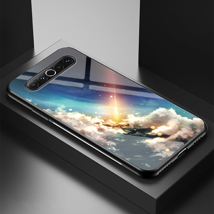 For Meizu 17 Starry Sky Painted Tempered Glass TPU Shockproof Protective Case