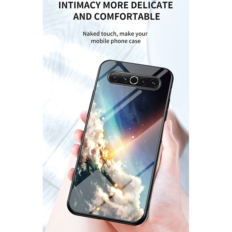 For Meizu 17 Starry Sky Painted Tempered Glass TPU Shockproof Protective Case