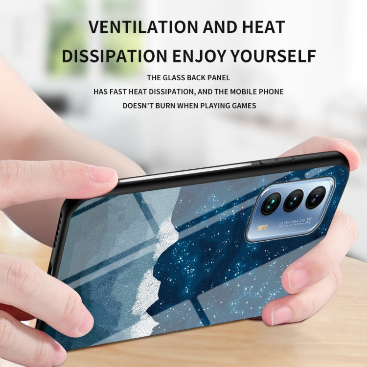 For Meizu 18 Starry Sky Painted Tempered Glass TPU Shockproof Protective Case