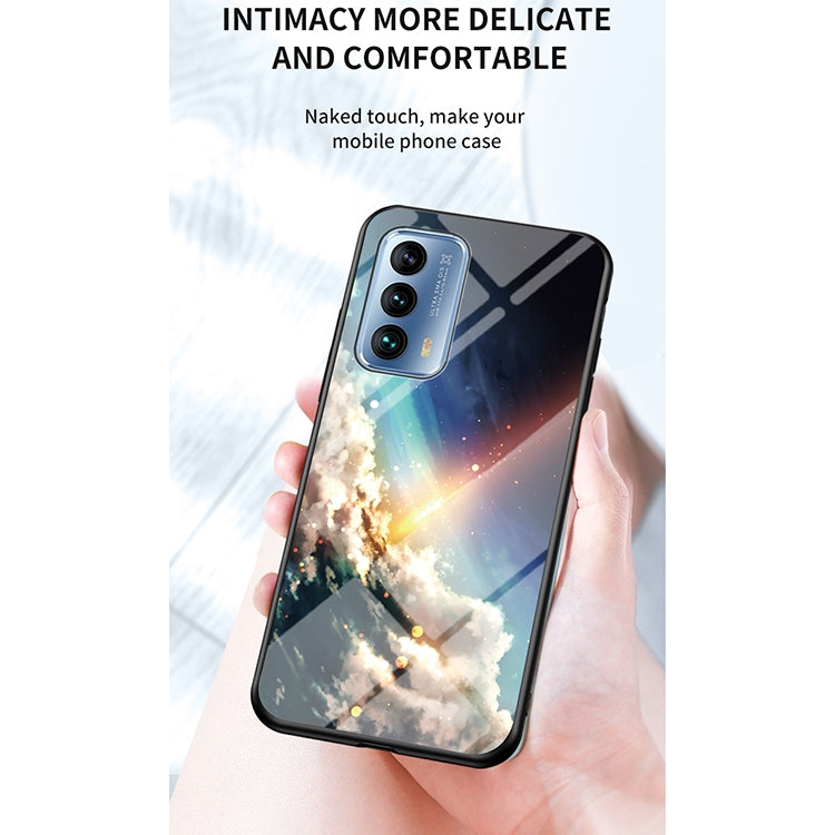 For Meizu 18 Starry Sky Painted Tempered Glass TPU Shockproof Protective Case