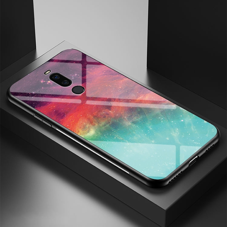 For Meizu X8 Starry Sky Painted Tempered Glass TPU Shockproof Protective Case