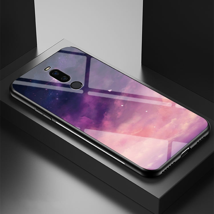 For Meizu X8 Starry Sky Painted Tempered Glass TPU Shockproof Protective Case