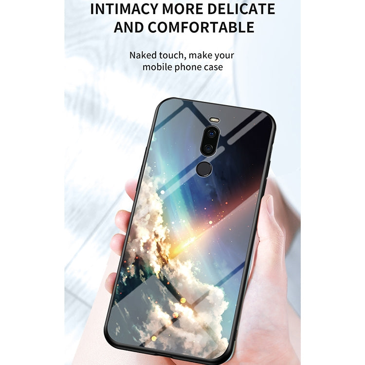 For Meizu X8 Starry Sky Painted Tempered Glass TPU Shockproof Protective Case