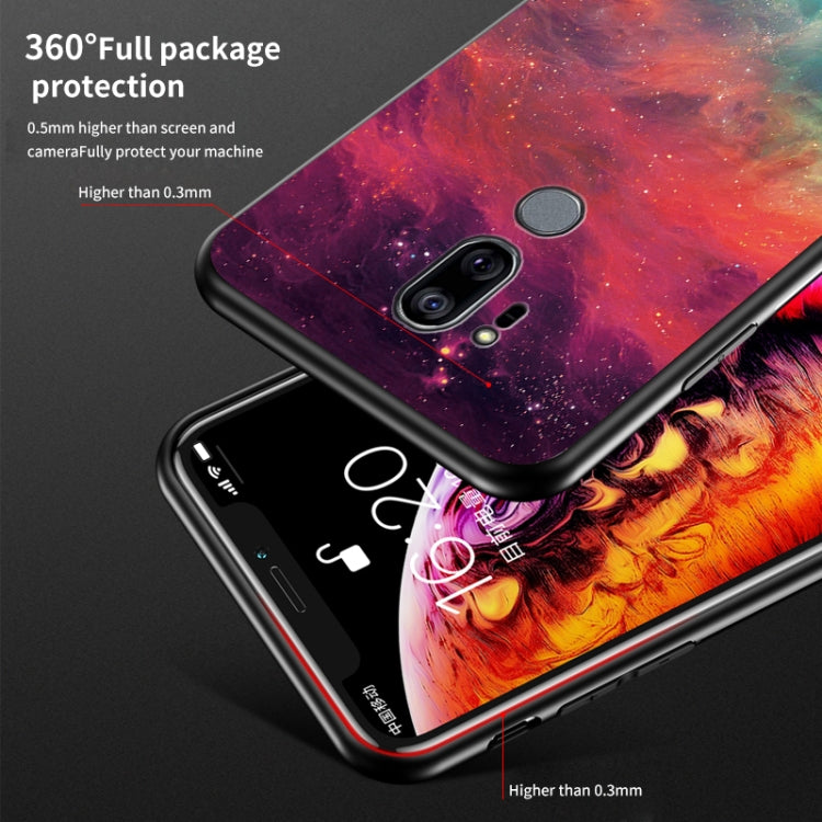 For LG G7 ThinQ Starry Sky Painted Tempered Glass TPU Shockproof Protective Case