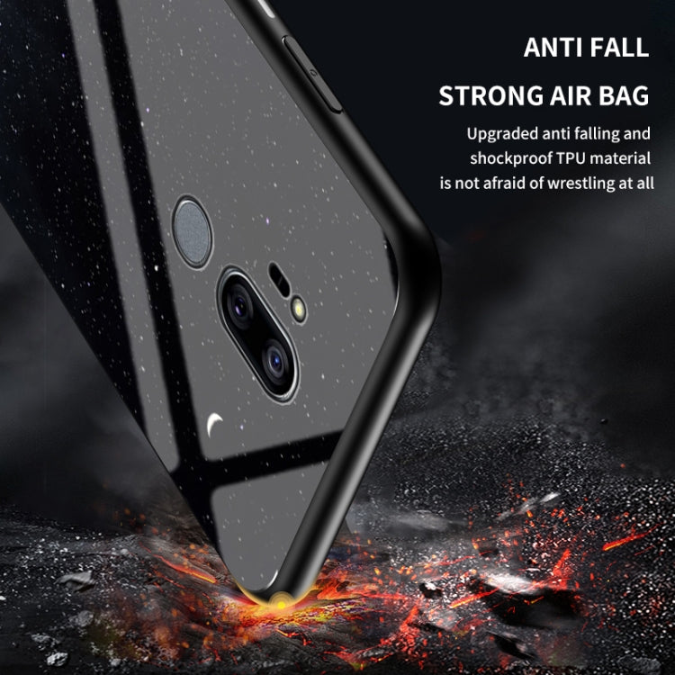 For LG G7 ThinQ Starry Sky Painted Tempered Glass TPU Shockproof Protective Case