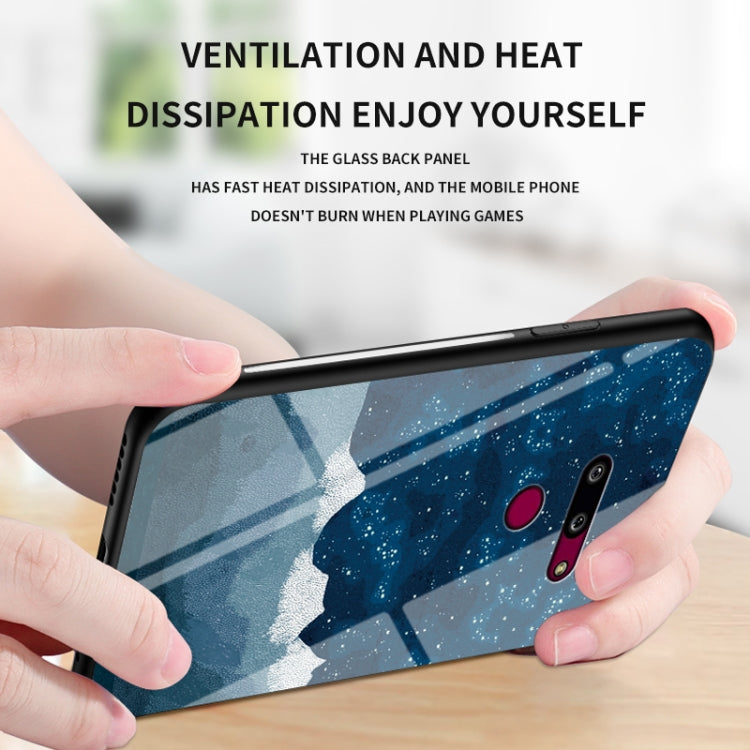 For LG G8 ThinQ Starry Sky Painted Tempered Glass TPU Shockproof Protective Case