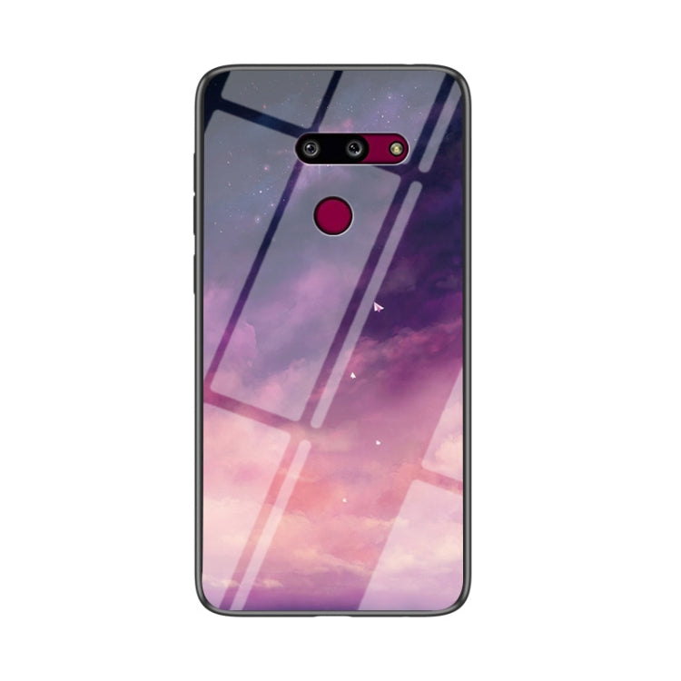 For LG G8 ThinQ Starry Sky Painted Tempered Glass TPU Shockproof Protective Case