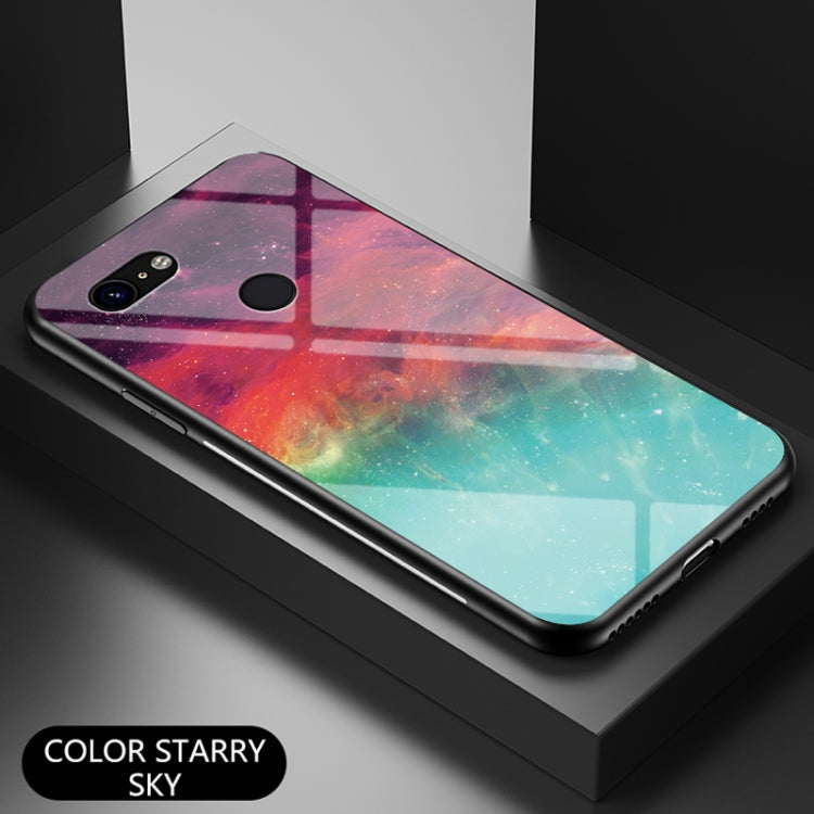 For Google Pixel 3 Starry Sky Painted Tempered Glass TPU Shockproof Protective Case