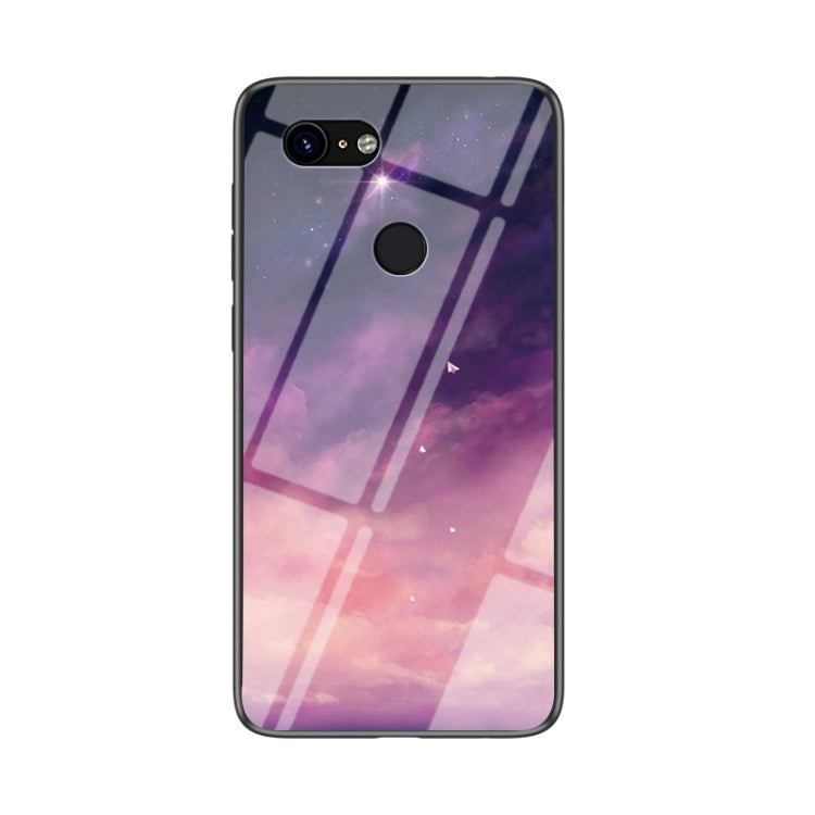 For Google Pixel 3 Starry Sky Painted Tempered Glass TPU Shockproof Protective Case