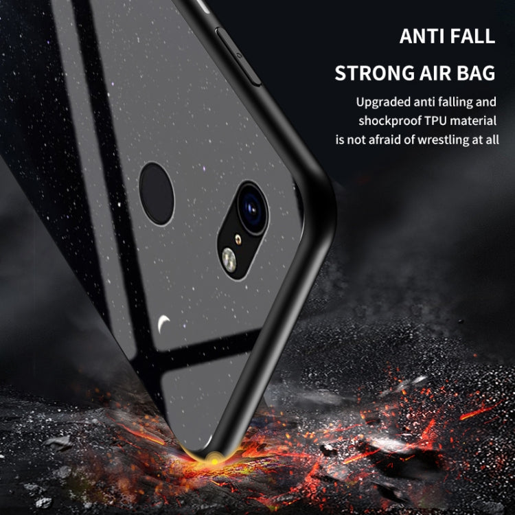 For Google Pixel 3 Starry Sky Painted Tempered Glass TPU Shockproof Protective Case