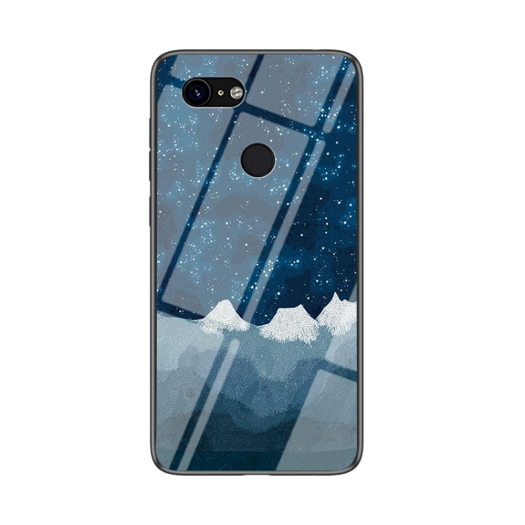 For Google Pixel 3 Starry Sky Painted Tempered Glass TPU Shockproof Protective Case