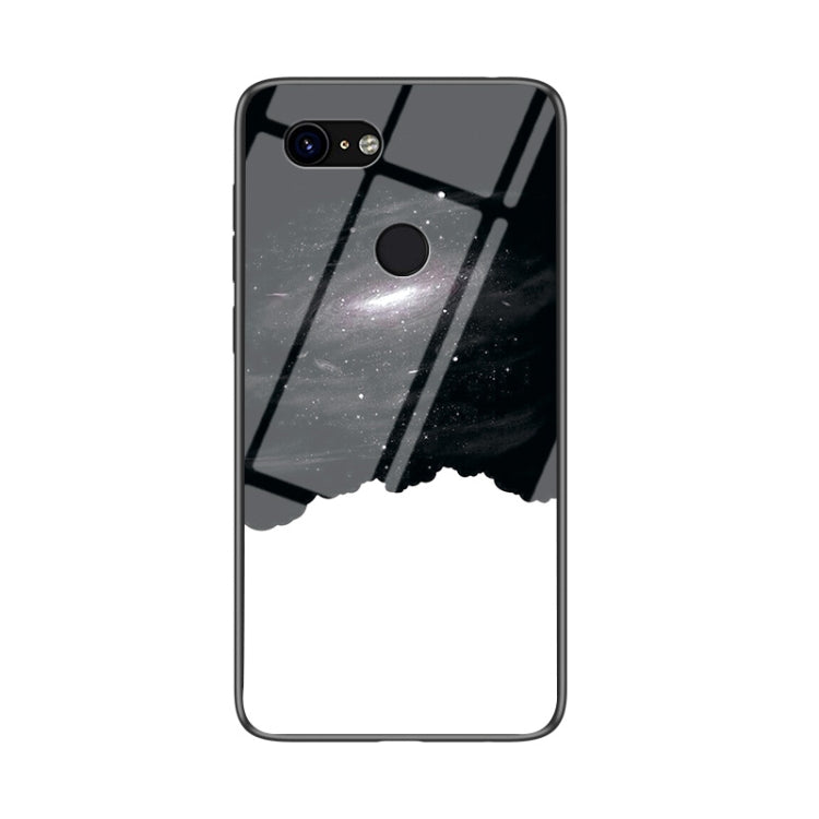 For Google Pixel 3 Starry Sky Painted Tempered Glass TPU Shockproof Protective Case