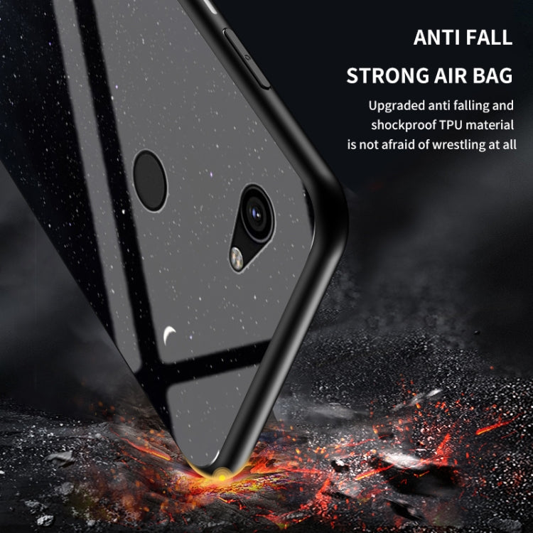 For Google Pixel 3a XL Starry Sky Painted Tempered Glass TPU Shockproof Protective Case