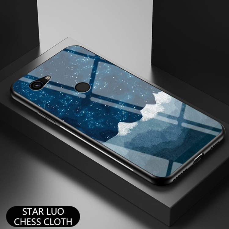 For Google Pixel 3a XL Starry Sky Painted Tempered Glass TPU Shockproof Protective Case