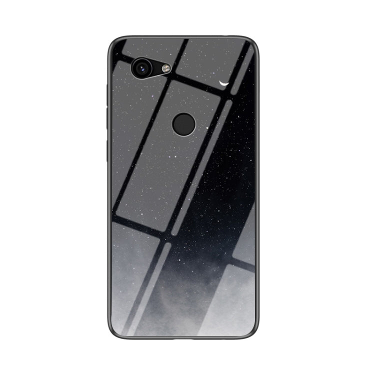 For Google Pixel 3a Starry Sky Painted Tempered Glass TPU Shockproof Protective Case