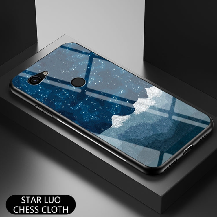 For Google Pixel 3a Starry Sky Painted Tempered Glass TPU Shockproof Protective Case