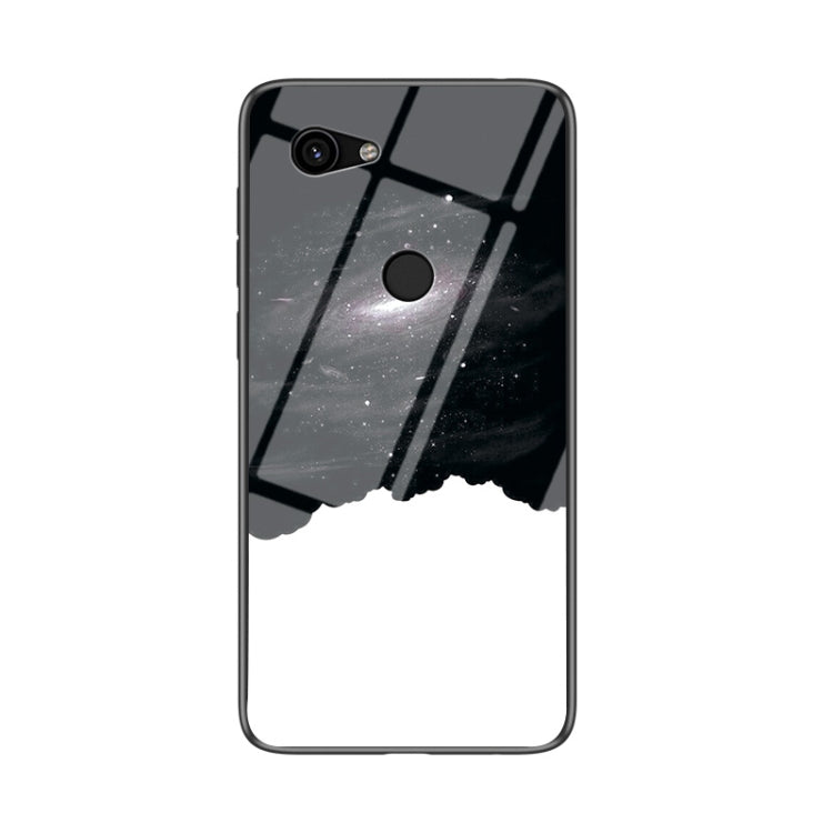 For Google Pixel 3a Starry Sky Painted Tempered Glass TPU Shockproof Protective Case