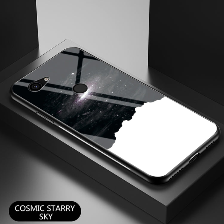 For Google Pixel 3a Starry Sky Painted Tempered Glass TPU Shockproof Protective Case