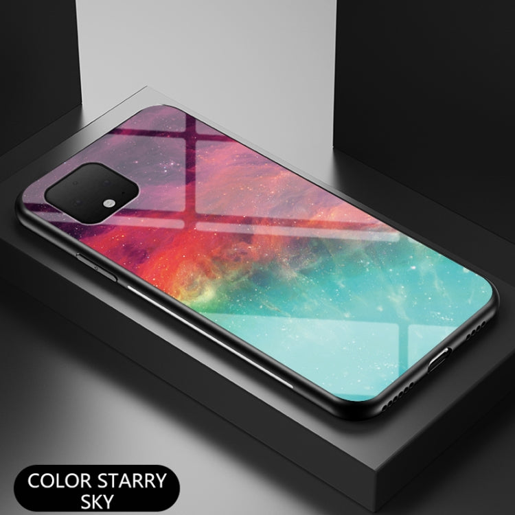 For Google Pixel 4 Starry Sky Painted Tempered Glass TPU Shockproof Protective Case