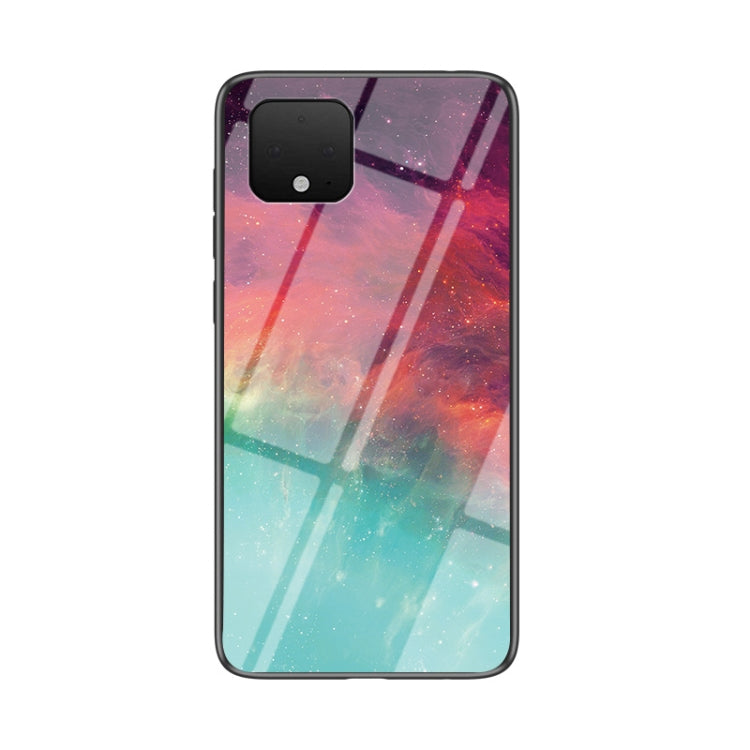 For Google Pixel 4 XL Starry Sky Painted Tempered Glass TPU Shockproof Protective Case