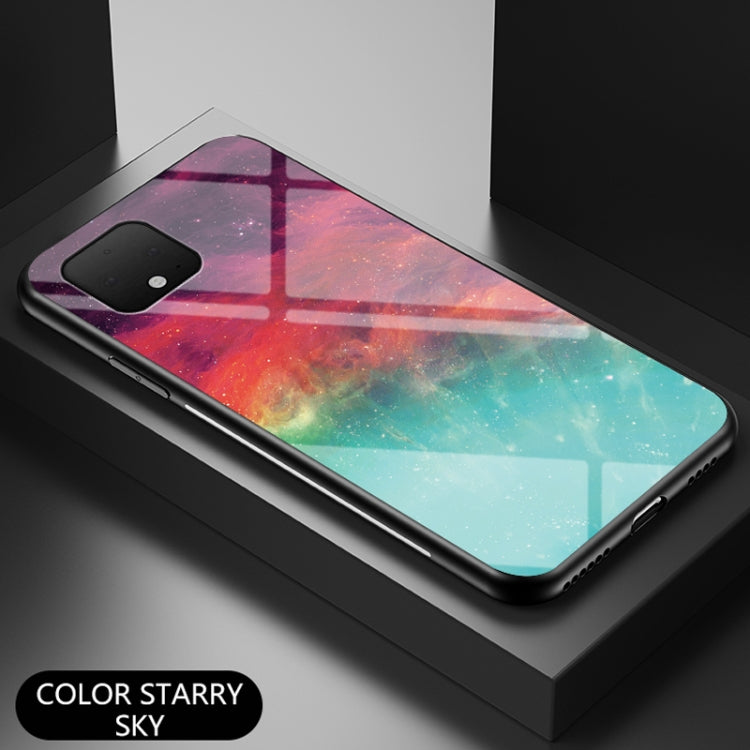 For Google Pixel 4 XL Starry Sky Painted Tempered Glass TPU Shockproof Protective Case