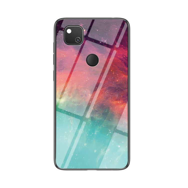 For Google Pixel 4a Starry Sky Painted Tempered Glass TPU Shockproof Protective Case