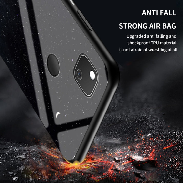 For Google Pixel 4a Starry Sky Painted Tempered Glass TPU Shockproof Protective Case