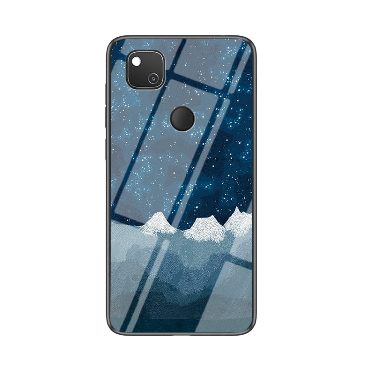 For Google Pixel 4a Starry Sky Painted Tempered Glass TPU Shockproof Protective Case