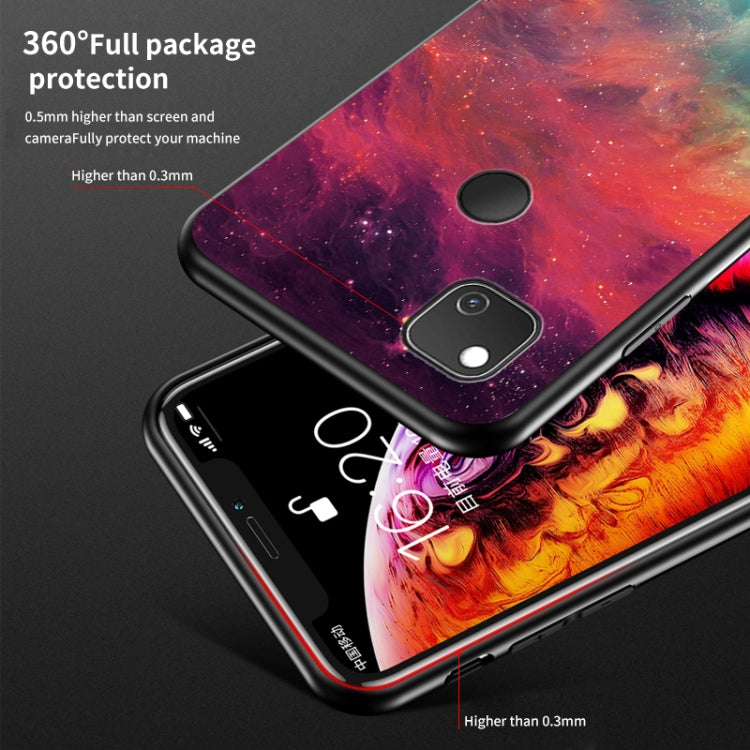 For Google Pixel 4a Starry Sky Painted Tempered Glass TPU Shockproof Protective Case