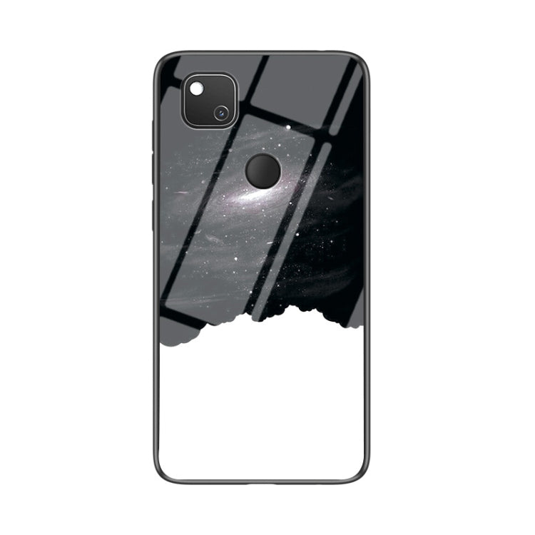 For Google Pixel 4a Starry Sky Painted Tempered Glass TPU Shockproof Protective Case