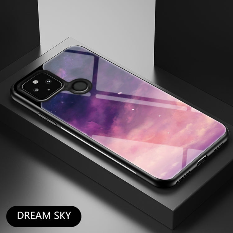 For Google Pixel 4a 5G Starry Sky Painted Tempered Glass TPU Shockproof Protective Case