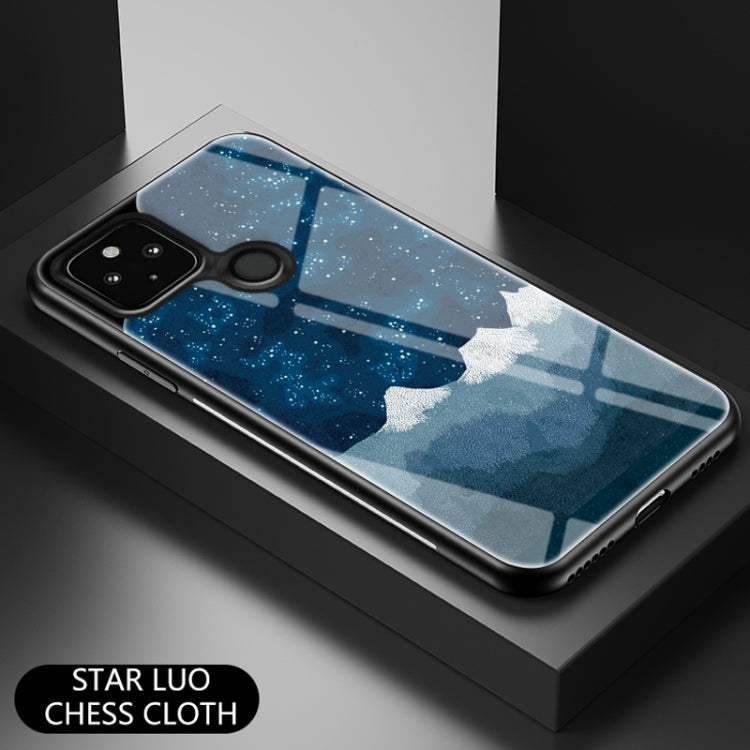 For Google Pixel 4a 5G Starry Sky Painted Tempered Glass TPU Shockproof Protective Case
