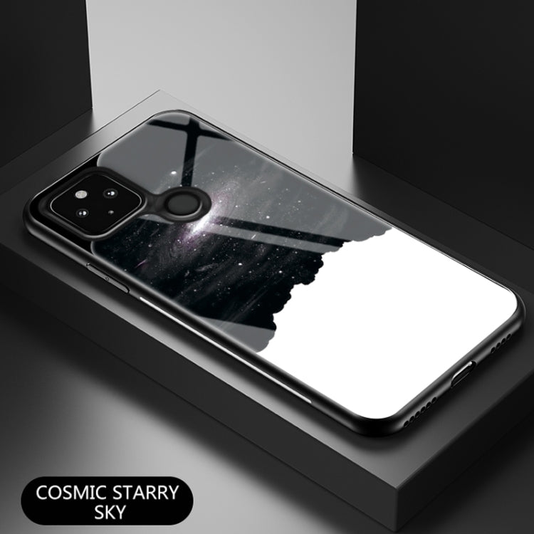 For Google Pixel 4a 5G Starry Sky Painted Tempered Glass TPU Shockproof Protective Case