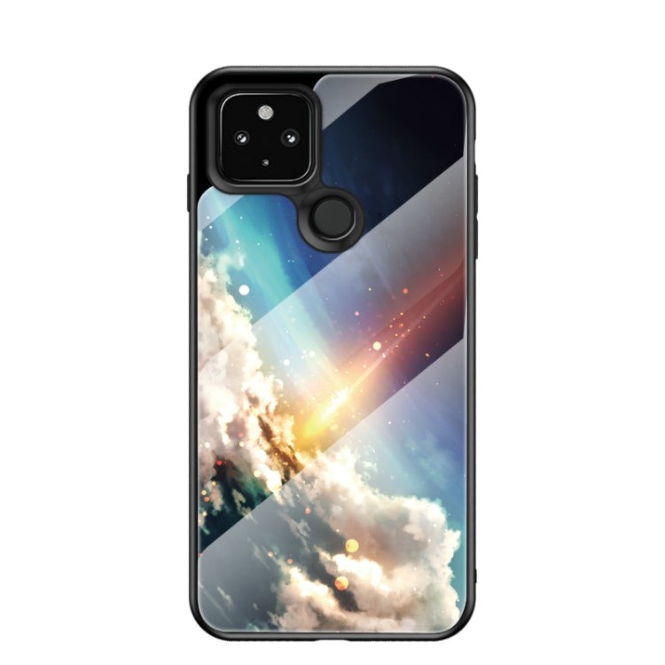 For Google Pixel 5 Starry Sky Painted Tempered Glass TPU Shockproof Protective Case