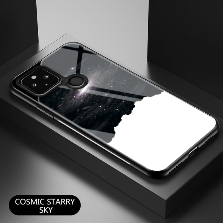 For Google Pixel 5 Starry Sky Painted Tempered Glass TPU Shockproof Protective Case
