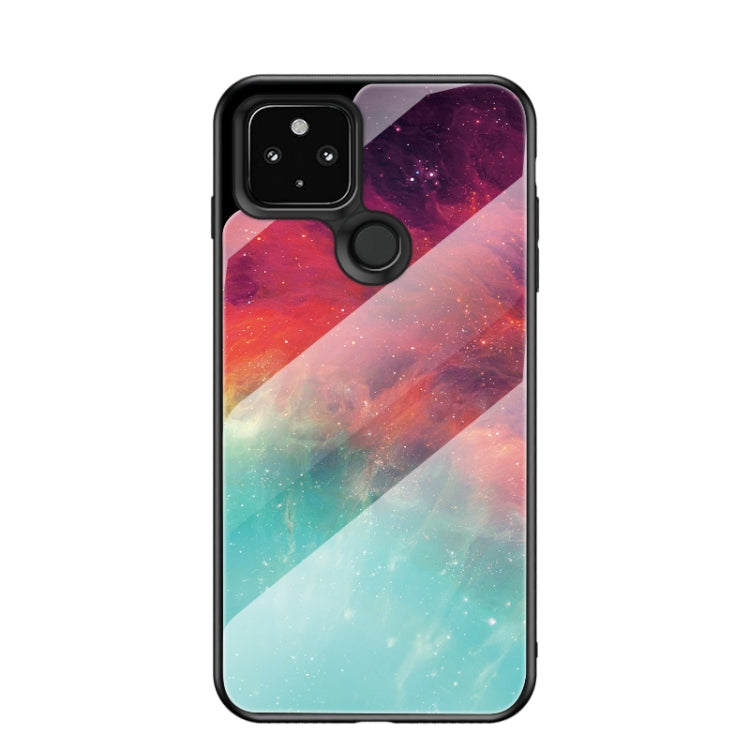 For Google Pixel 5 XL Starry Sky Painted Tempered Glass TPU Shockproof Protective Case