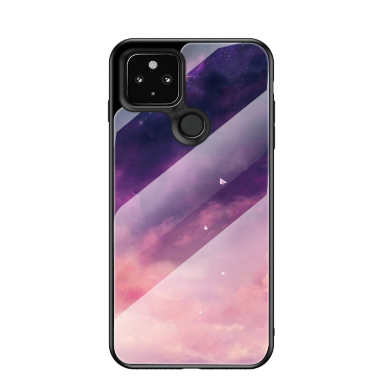For Google Pixel 5 XL Starry Sky Painted Tempered Glass TPU Shockproof Protective Case