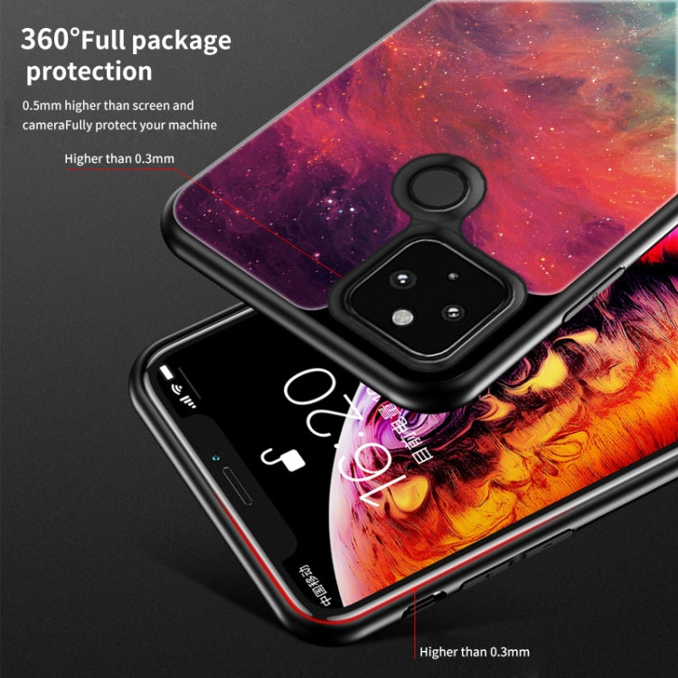 For Google Pixel 5 XL Starry Sky Painted Tempered Glass TPU Shockproof Protective Case