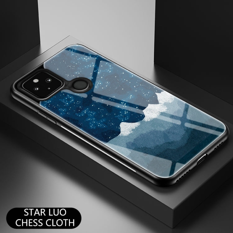 For Google Pixel 5 XL Starry Sky Painted Tempered Glass TPU Shockproof Protective Case