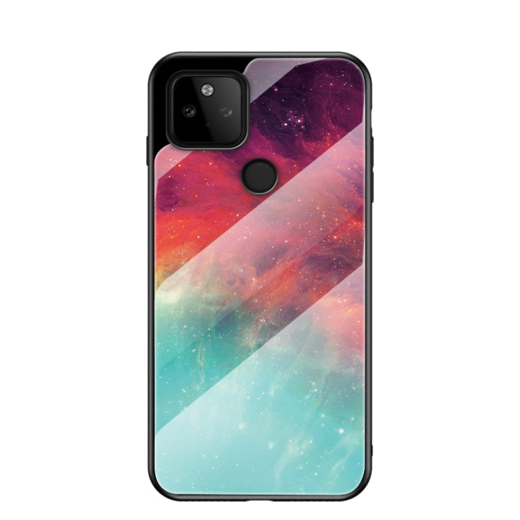 For Google Pixel 5a 5G Starry Sky Painted Tempered Glass TPU Shockproof Protective Case