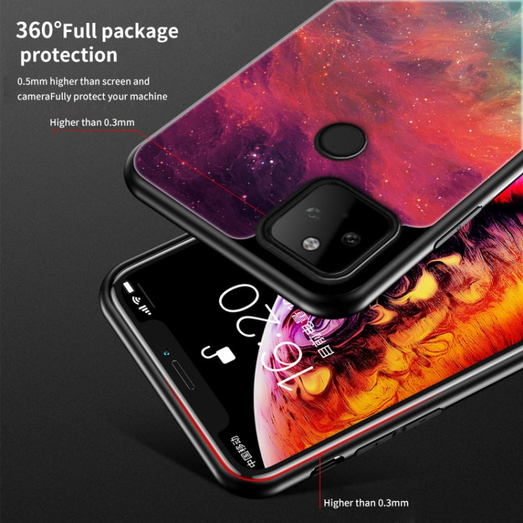 For Google Pixel 5a 5G Starry Sky Painted Tempered Glass TPU Shockproof Protective Case