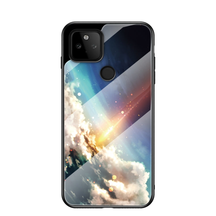 For Google Pixel 5a 5G Starry Sky Painted Tempered Glass TPU Shockproof Protective Case