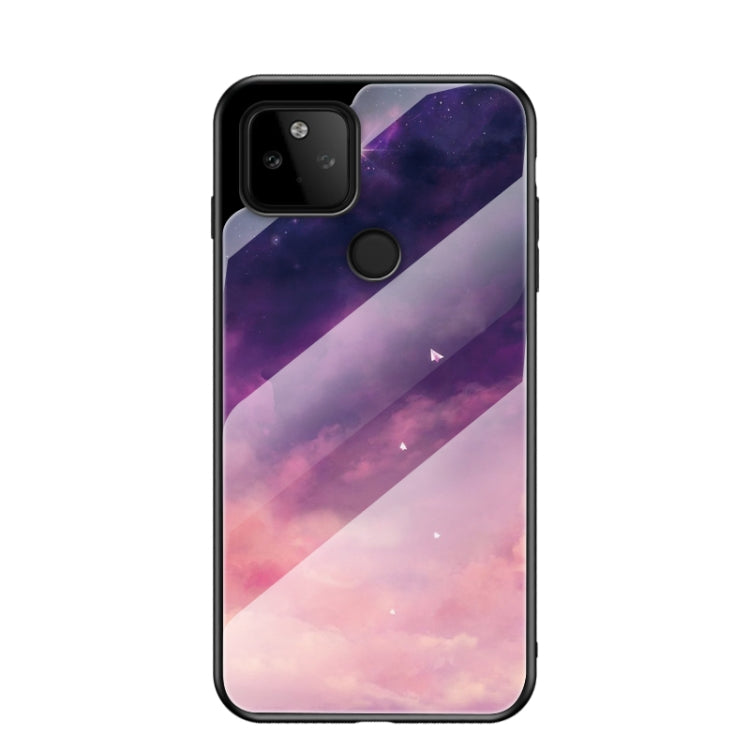For Google Pixel 5a 5G Starry Sky Painted Tempered Glass TPU Shockproof Protective Case