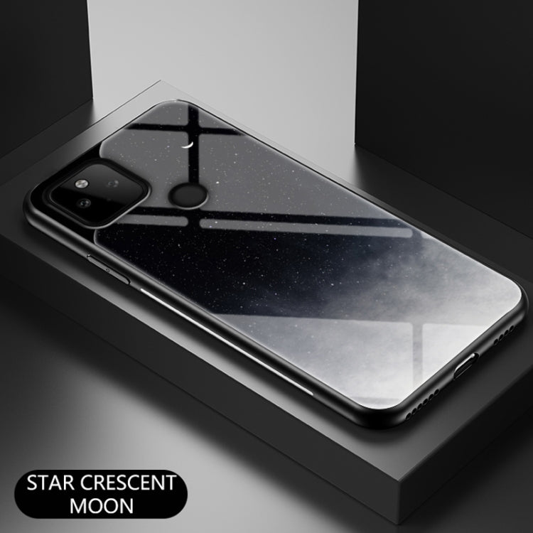 For Google Pixel 5a 5G Starry Sky Painted Tempered Glass TPU Shockproof Protective Case