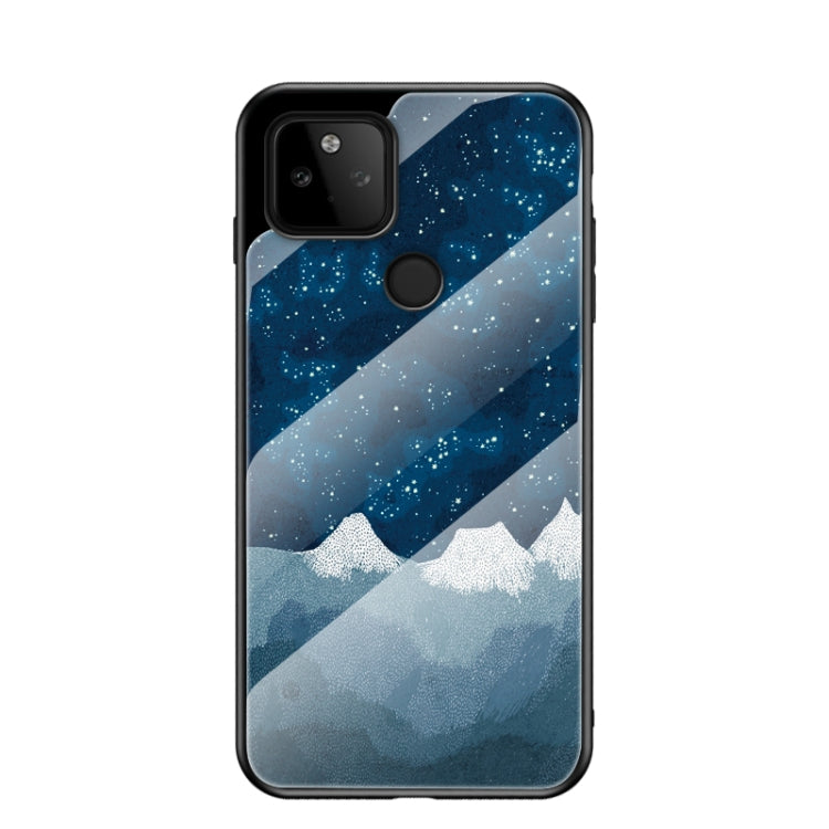 For Google Pixel 5a 5G Starry Sky Painted Tempered Glass TPU Shockproof Protective Case