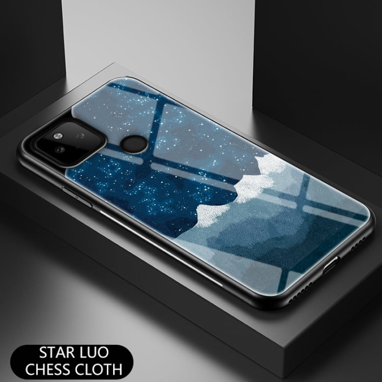 For Google Pixel 5a 5G Starry Sky Painted Tempered Glass TPU Shockproof Protective Case